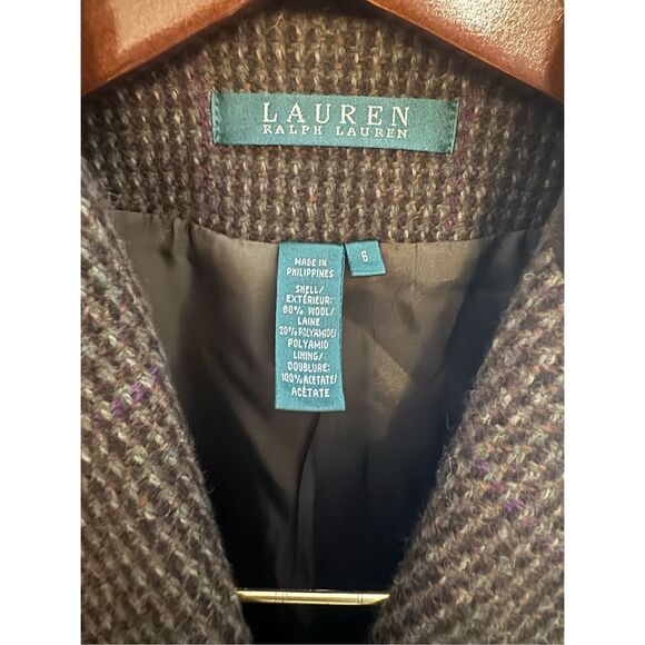 Lauren Ralph Lauren Wool Herringbone Equestrian Blazer Velvet  Vintage - Size6 - Picture 6 of 14